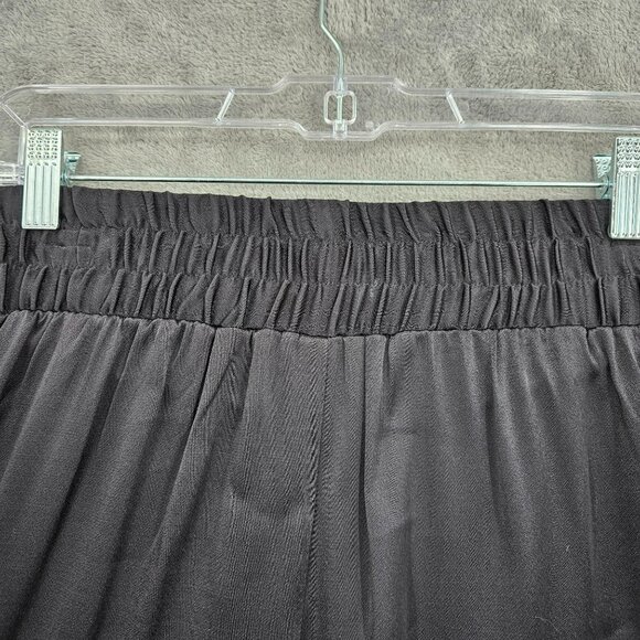 1 State On Point Satin Shorts S Black Flat Front Elastic Waist Zip High Rise New - Picture 6 of 12